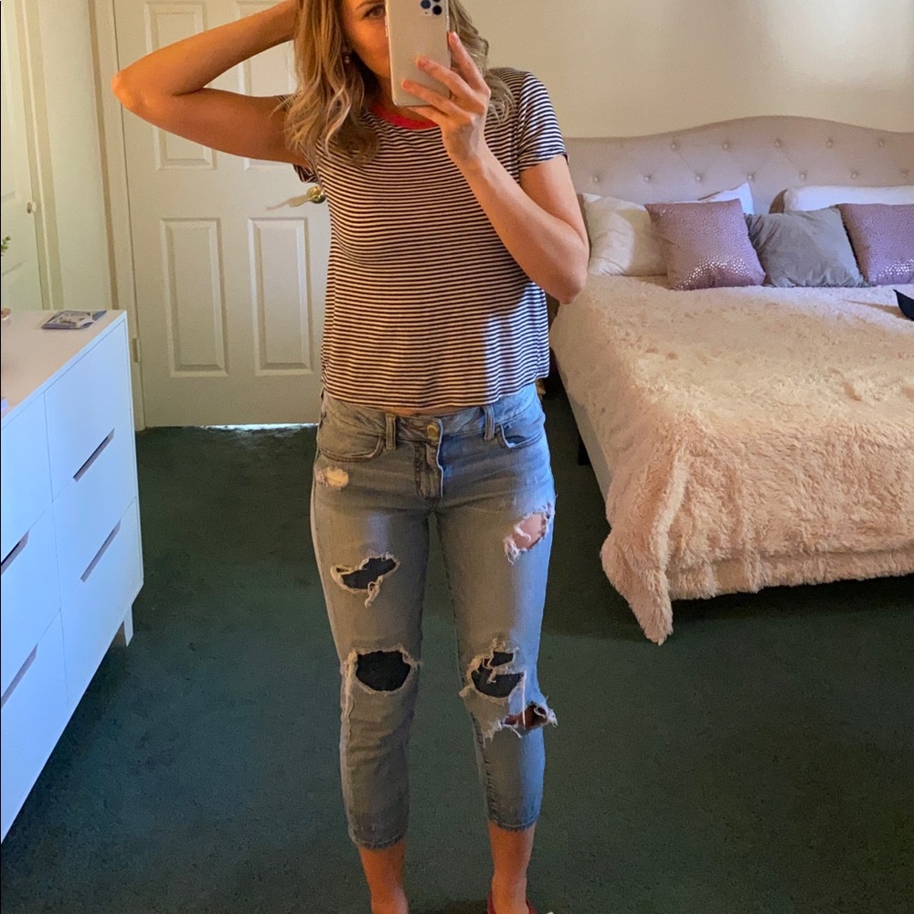 Distressed Cropped Denim